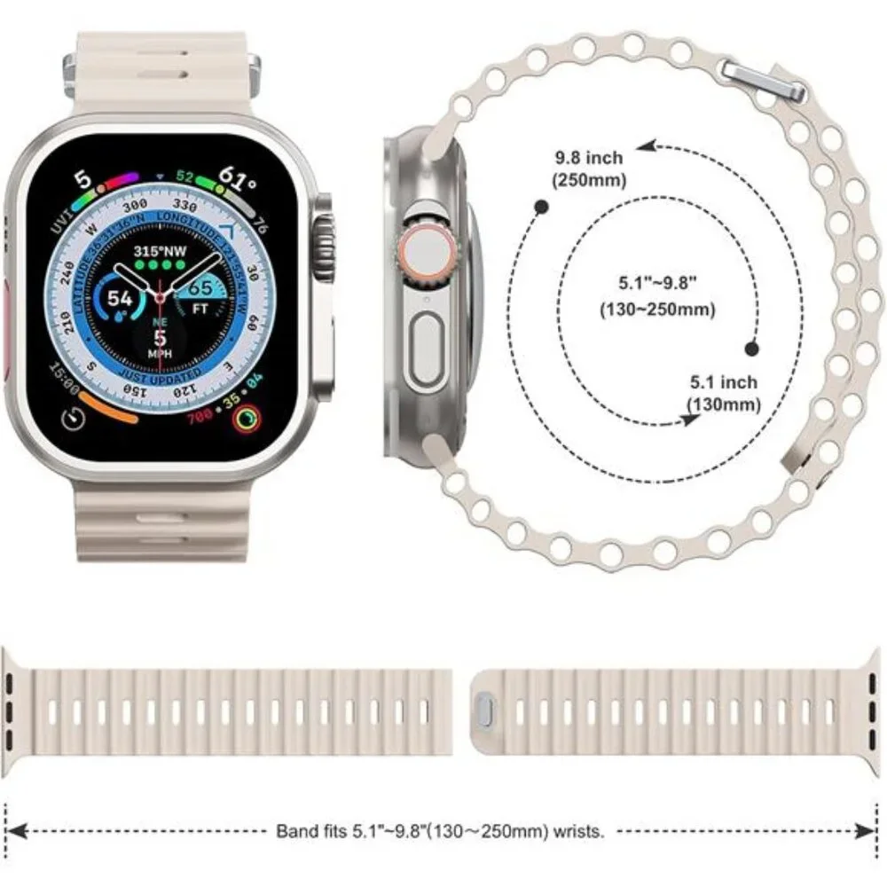 Sport Soft Silicone Compatible with Apple Watch Ocean Band Wristband Ultra 9 8 7